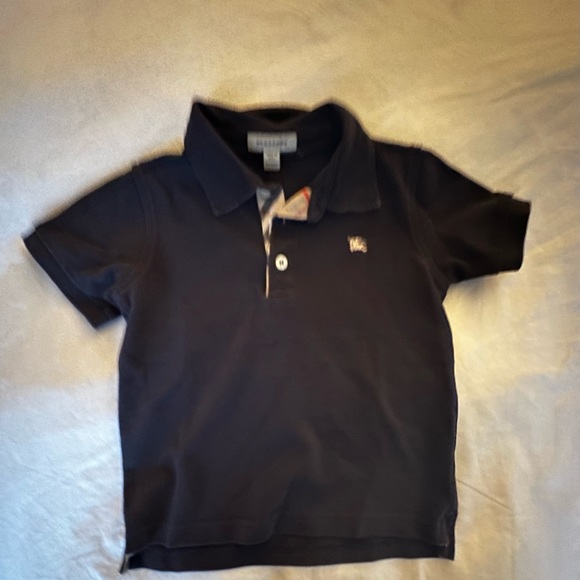 Burberry Other - Burberry boys black polo short sleeve shirt with classic print on collar size 4